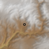 Shaded relief of the 59 km around Omate, drawn from the GMTED2010 grid