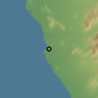Shaded relief of the 60 km around Pacasmayo, drawn from the GMTED2010 grid