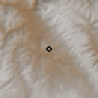 Shaded relief of the 60 km around Pacaycasa, drawn from the GMTED2010 grid