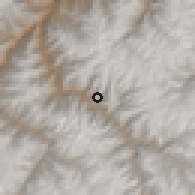 Shaded relief of the 59 km around Pachaconas, drawn from the GMTED2010 grid