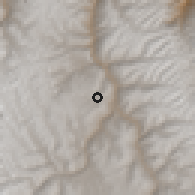 Shaded relief of the 60 km around Pachas, drawn from the GMTED2010 grid