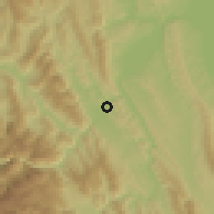 Shaded relief of the 60 km around Pachiza, drawn from the GMTED2010 grid