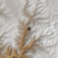 Shaded relief of the 60 km around Pacllon, drawn from the GMTED2010 grid