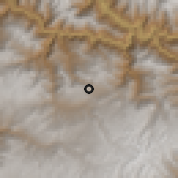 Shaded relief of the 60 km around Pacucha, drawn from the GMTED2010 grid