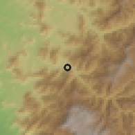 Shaded relief of the 60 km around Paimas, drawn from the GMTED2010 grid