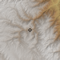 Shaded relief of the 60 km around Palca, drawn from the GMTED2010 grid