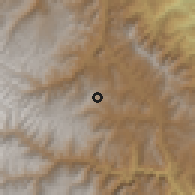 Shaded relief of the 60 km around Palcazu, drawn from the GMTED2010 grid