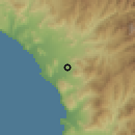 Shaded relief of the 60 km around Aucallama, drawn from the GMTED2010 grid