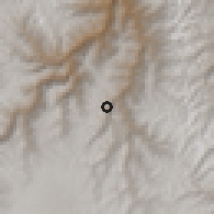 Shaded relief of the 60 km around Pallanchacra, drawn from the GMTED2010 grid