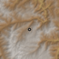 Shaded relief of the 60 km around Panao, drawn from the GMTED2010 grid
