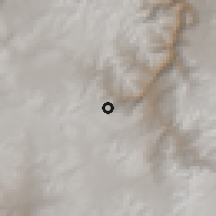 Shaded relief of the 59 km around Aucara, drawn from the GMTED2010 grid
