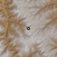 Shaded relief of the 60 km around Parcoy, drawn from the GMTED2010 grid