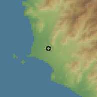 Shaded relief of the 60 km around Pardo Miguel, drawn from the GMTED2010 grid
