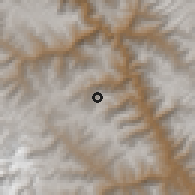 Shaded relief of the 60 km around Parobamba, drawn from the GMTED2010 grid