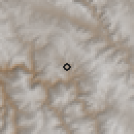 Shaded relief of the 59 km around Paruro, drawn from the GMTED2010 grid