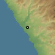 Shaded relief of the 60 km around Pativilca, drawn from the GMTED2010 grid