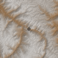 Shaded relief of the 60 km around Paucas, drawn from the GMTED2010 grid