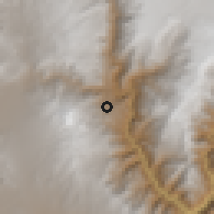 Shaded relief of the 59 km around Pausa, drawn from the GMTED2010 grid