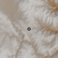 Shaded relief of the 60 km around Pazos, drawn from the GMTED2010 grid