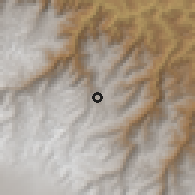 Shaded relief of the 59 km around Phara, drawn from the GMTED2010 grid