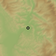 Shaded relief of the 60 km around Picota, drawn from the GMTED2010 grid