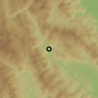 Shaded relief of the 60 km around Pinto Recodo, drawn from the GMTED2010 grid