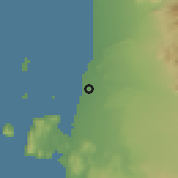 Shaded relief of the 59 km around Pisco, drawn from the GMTED2010 grid