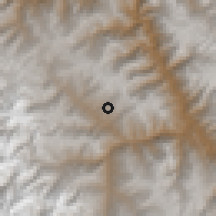 Shaded relief of the 60 km around Piscobamba, drawn from the GMTED2010 grid