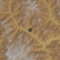 Shaded relief of the 60 km around Pomahuaca, drawn from the GMTED2010 grid