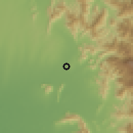 Shaded relief of the 60 km around Pueblo Nuevo, drawn from the GMTED2010 grid