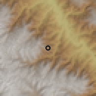 Shaded relief of the 60 km around Ayna, drawn from the GMTED2010 grid