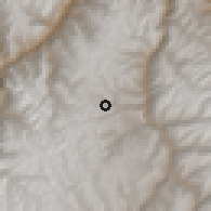 Shaded relief of the 60 km around Puños, drawn from the GMTED2010 grid