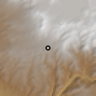 Shaded relief of the 59 km around Puquina, drawn from the GMTED2010 grid