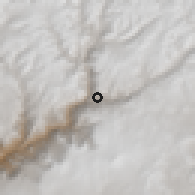 Shaded relief of the 59 km around Puyca, drawn from the GMTED2010 grid