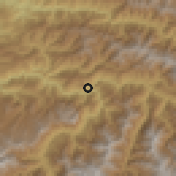 Shaded relief of the 60 km around Quellouno, drawn from the GMTED2010 grid