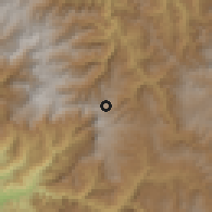 Shaded relief of the 60 km around Querocoto, drawn from the GMTED2010 grid