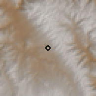 Shaded relief of the 60 km around Quinua, drawn from the GMTED2010 grid