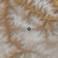 Shaded relief of the 60 km around Ranracancha, drawn from the GMTED2010 grid