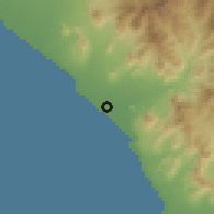 Shaded relief of the 60 km around Razuri, drawn from the GMTED2010 grid