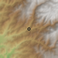 Shaded relief of the 60 km around Ricardo Palma, drawn from the GMTED2010 grid