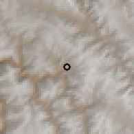 Shaded relief of the 59 km around Rondocan, drawn from the GMTED2010 grid