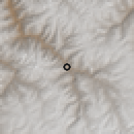 Shaded relief of the 59 km around Sabaino, drawn from the GMTED2010 grid