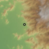 Shaded relief of the 60 km around Salas, drawn from the GMTED2010 grid