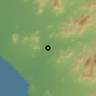 Shaded relief of the 60 km around Saña, drawn from the GMTED2010 grid