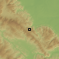 Shaded relief of the 60 km around San Antonio, drawn from the GMTED2010 grid