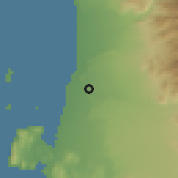 Shaded relief of the 59 km around San Clemente, drawn from the GMTED2010 grid