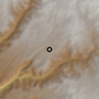 Shaded relief of the 59 km around Sancos, drawn from the GMTED2010 grid