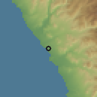 Shaded relief of the 60 km around Barranca, drawn from the GMTED2010 grid