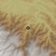 Shaded relief of the 60 km around San Gaban, drawn from the GMTED2010 grid