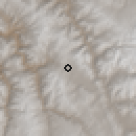 Shaded relief of the 59 km around Sangarara, drawn from the GMTED2010 grid